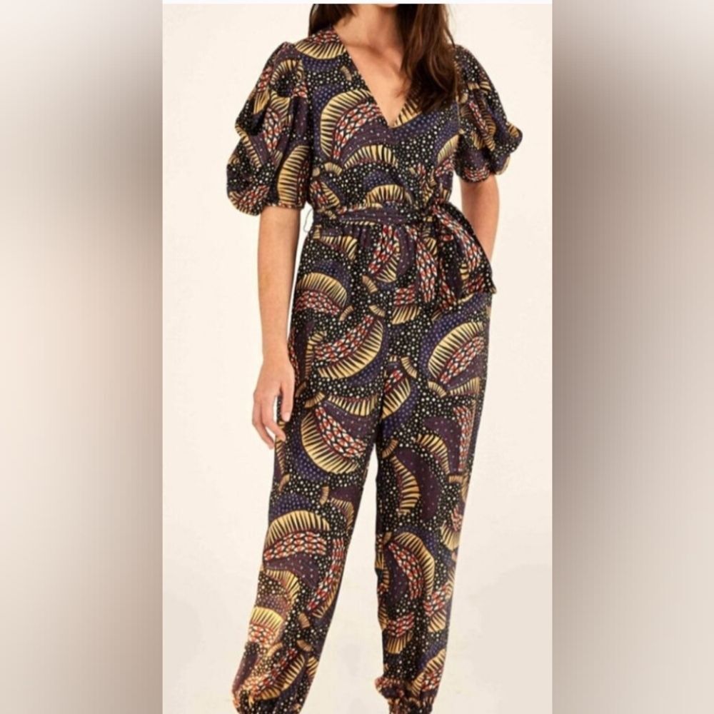 Farm Rio Wild Bananas Tropical Maximalist Coastal Beachy Party Jumpsuit M
